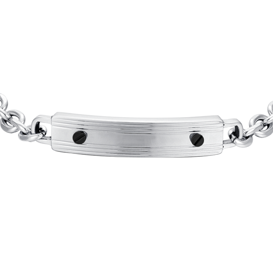BRACELET POUR HOMME EN ACIER AVEC ÉLÉMENTS NOIRS