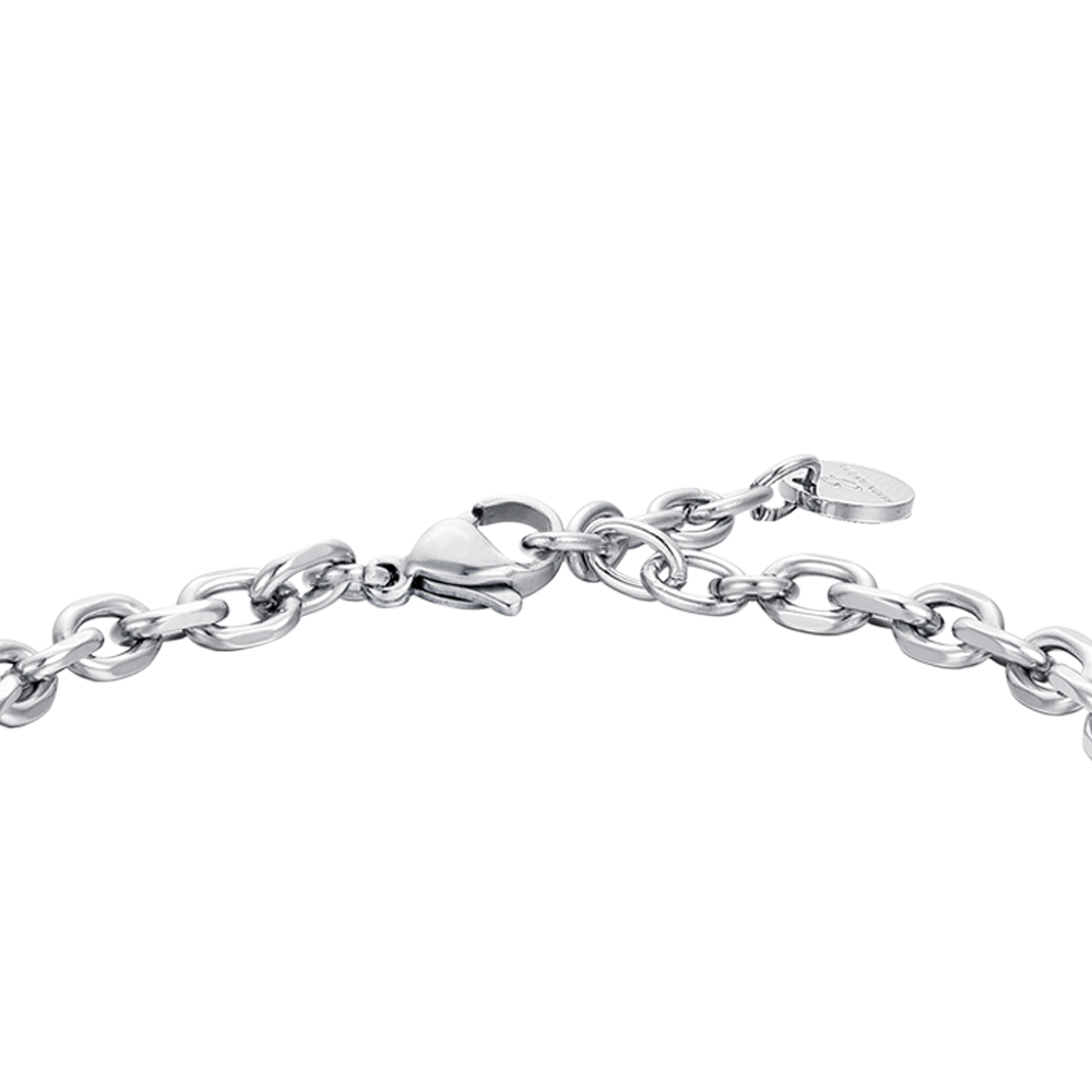 BRACELET POUR HOMME EN ACIER AVEC ÉLÉMENTS NOIRS