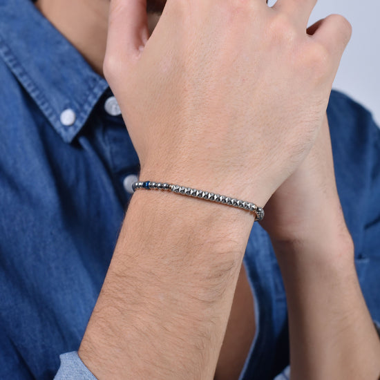 BRACCIALE UOMO IN ACCIAIO EMATITE BLU Luca Barra