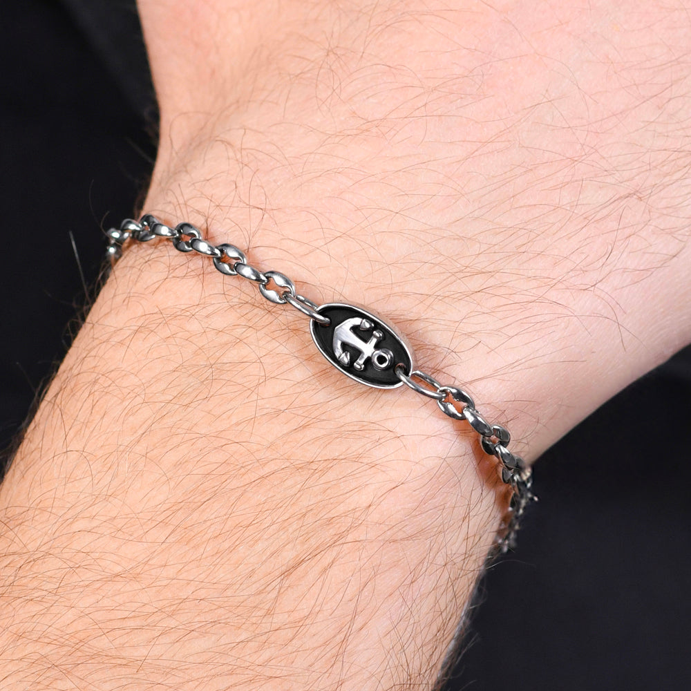 BRACELET EN ACIER POUR HOMME AVEC ANCRE Luca Barra