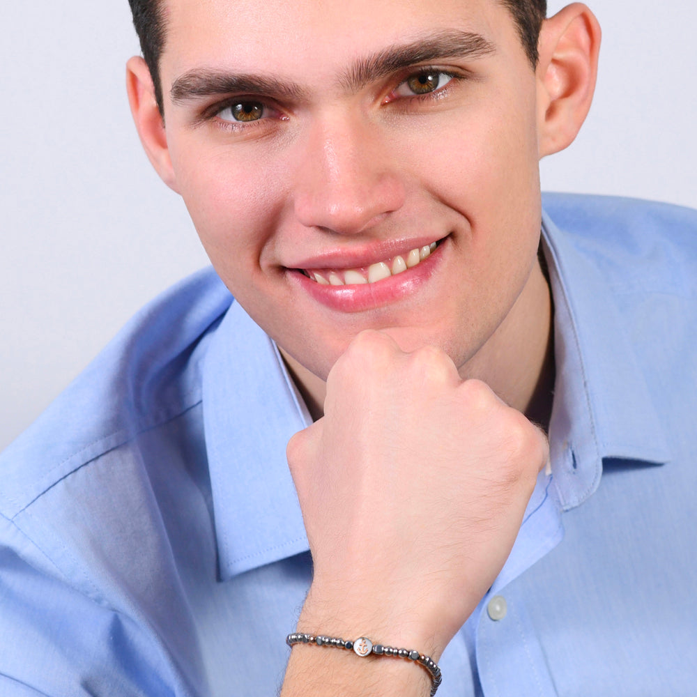 BRACELET ACIER ANCRE IP OR ROSE