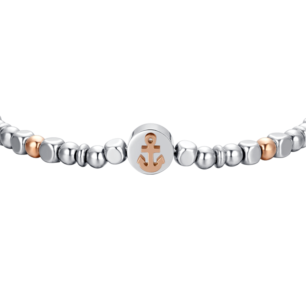 BRACELET ACIER ANCRE IP OR ROSE