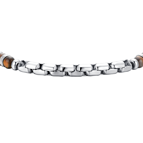BRACELET HOMME EN ACIER AVEC PIERRE OEIL DE TIGRE