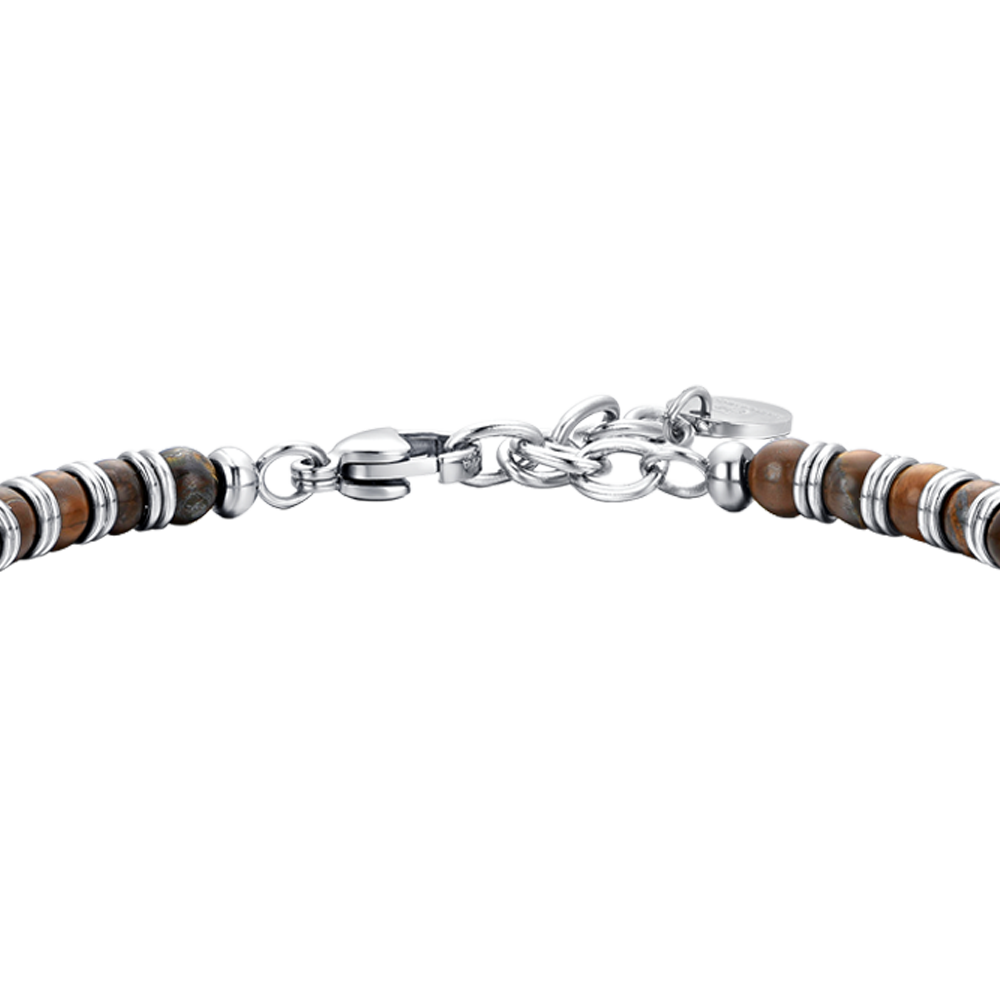 BRACELET HOMME EN ACIER AVEC PIERRE OEIL DE TIGRE