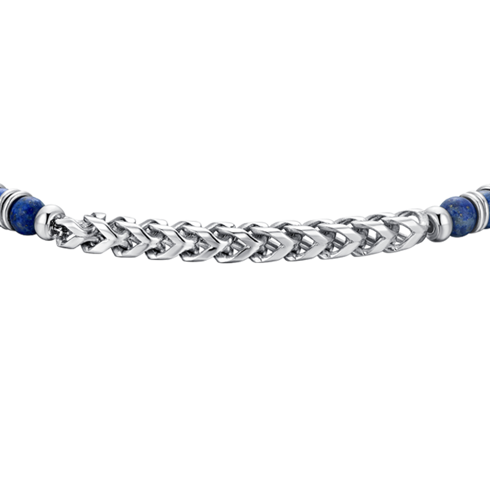 BRACELET HOMME EN ACIER ET PIERRE DE LAPIS