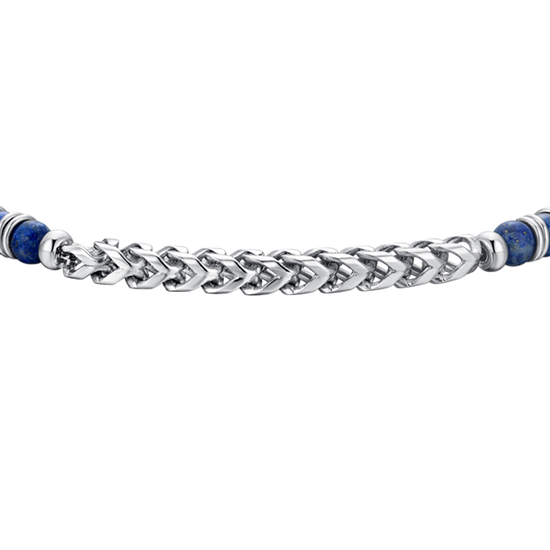 BRACELET HOMME EN ACIER ET PIERRE DE LAPIS