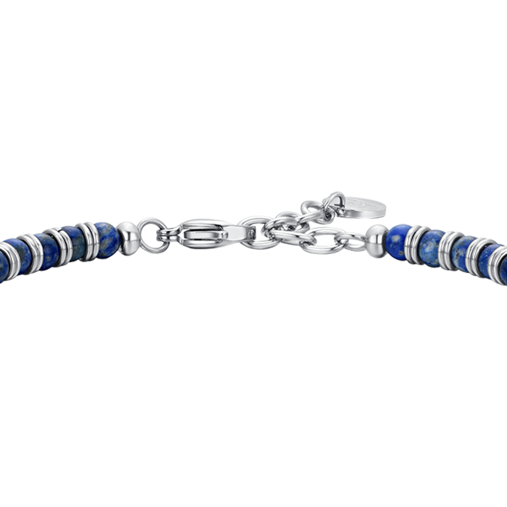 BRACELET HOMME EN ACIER ET PIERRE DE LAPIS