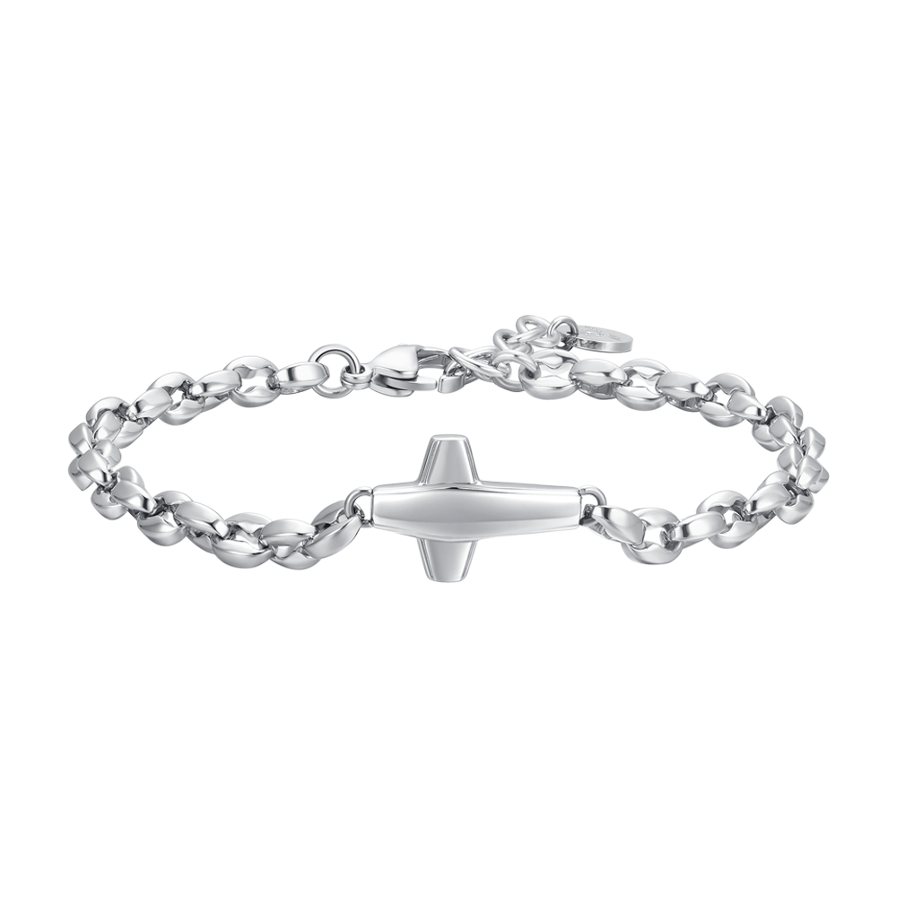 BRACELET ACIER POUR HOMME AVEC CROIX Luca Barra