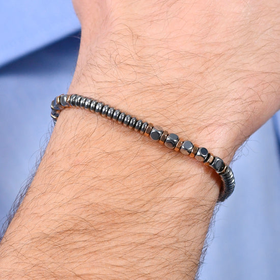 BRACCIALE UOMO IN ACCIAIO EMATITE SILVER E ROSE GOLD Luca Barra