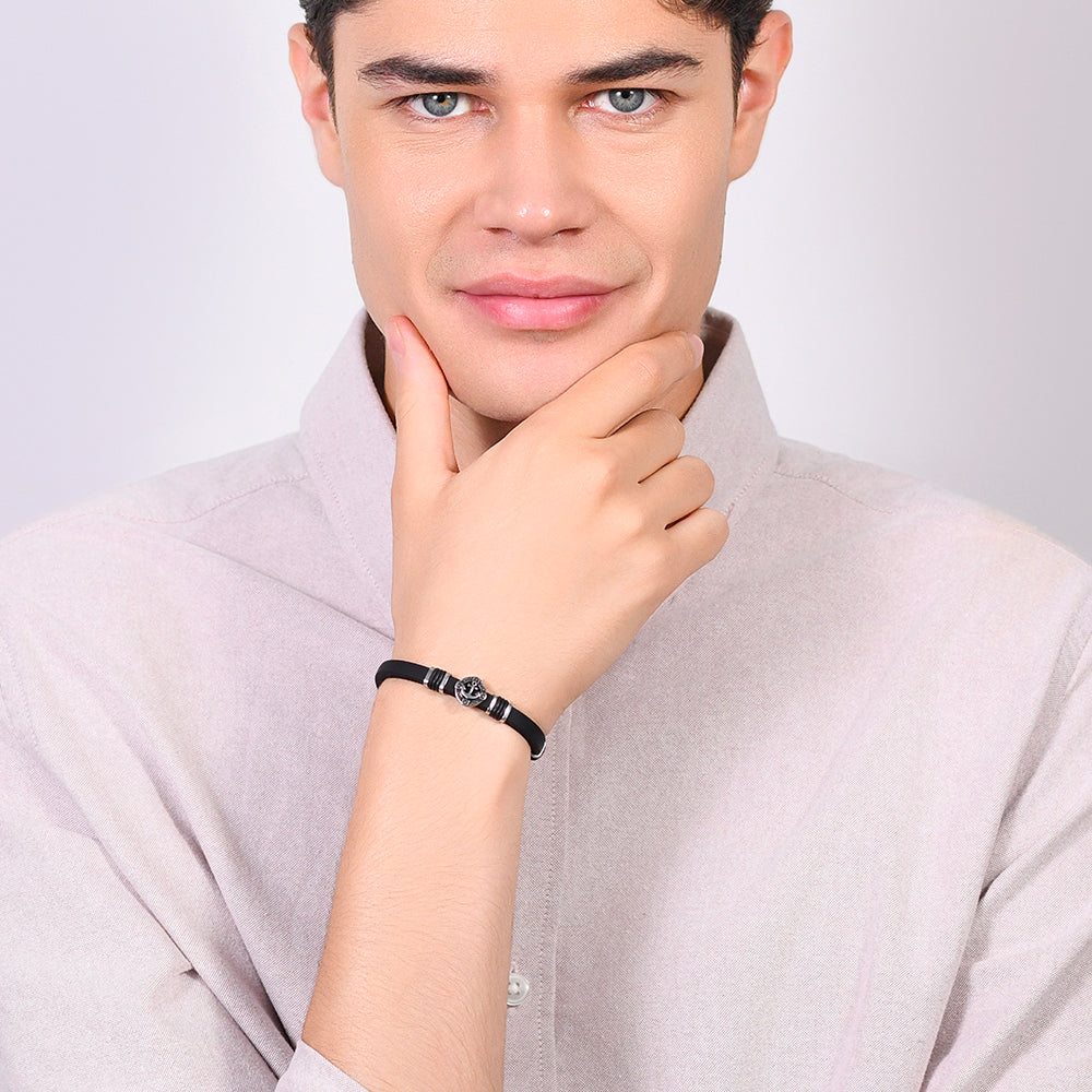 BRACELET EN SILICONE POUR HOMME AVEC ANCRE