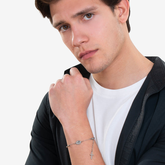 BRACCIALE UOMO ROSARIO IN ACCIAIO