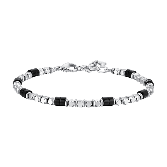 BRACCIALE UOMO IN ACCIAIO CON EMATITE E PIETRE ONICE