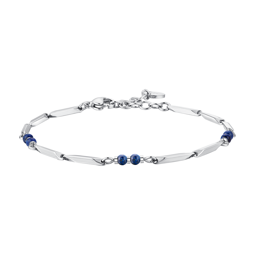 BRACELET HOMME EN ACIER AVEC PIERRES LAPIS