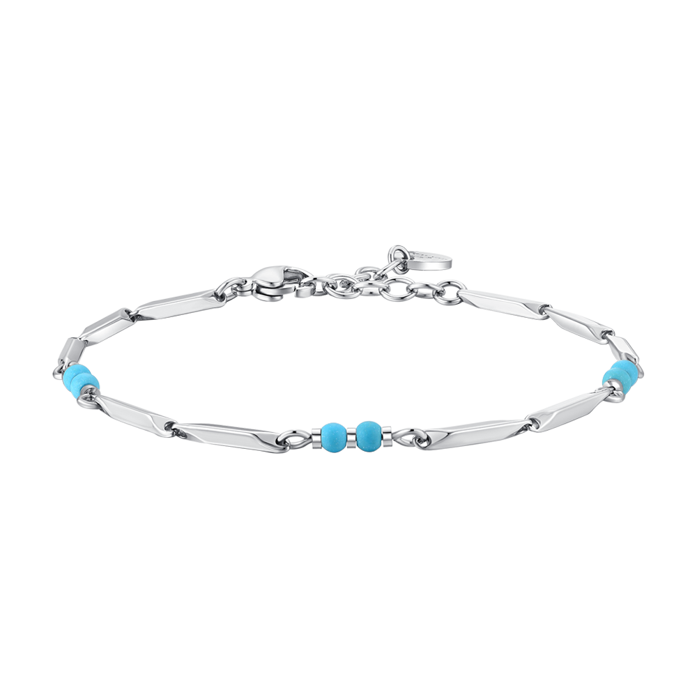 BRACELET POUR HOMME EN ACIER AVEC PIERRES TURQUOISES