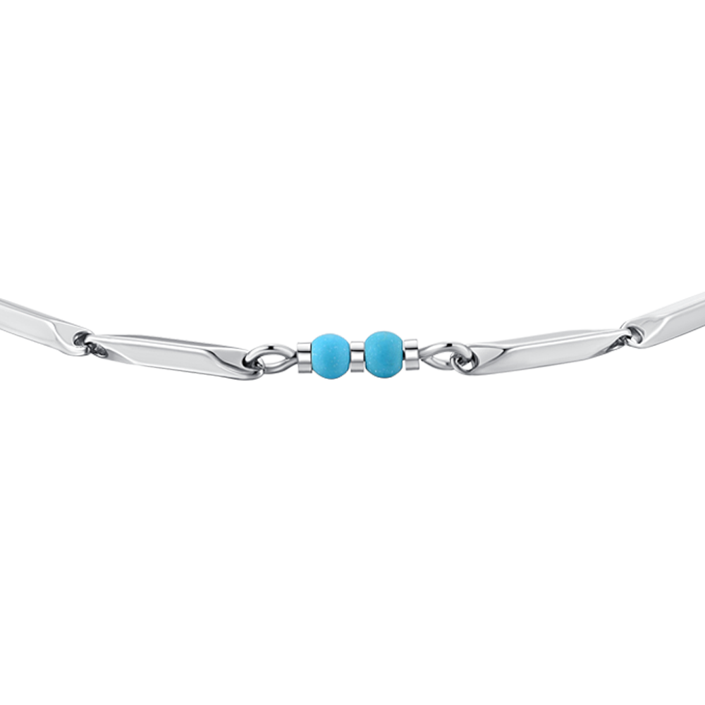 BRACELET POUR HOMME EN ACIER AVEC PIERRES TURQUOISES