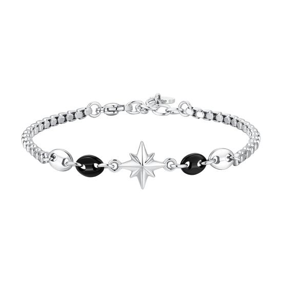 BRACCIALE UOMO IN ACCIAIO CON ROSA DEI VENTI ED ELEMENTI IN ACCIAIO IP NERO