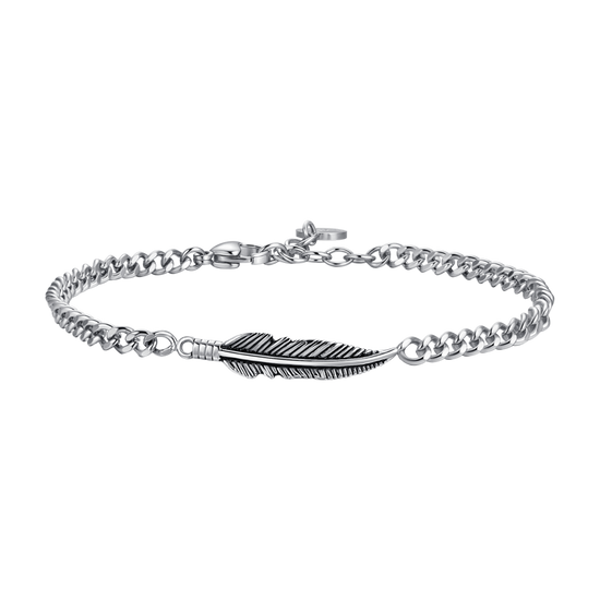 BRACCIALE UOMO IN ACCIAIO CON PIUMA