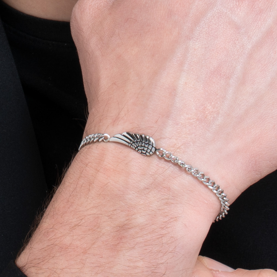 BRACCIALE UOMO IN ACCIAIO CON ALA