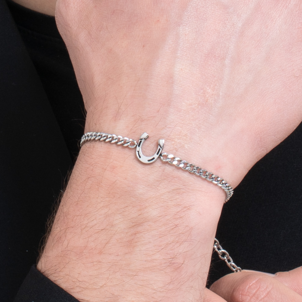 BRACCIALE UOMO IN ACCIAIO CON FERRO DI CAVALLO