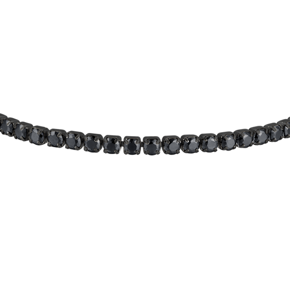 BRACCIALE UOMO IN ACCIAIO IP NERO CON CRISTALLI NERI