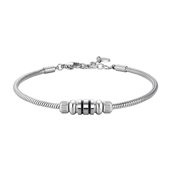 BRACCIALE UOMO IN ACCIAIO CON ELEMENTO CON SMALTO NERO