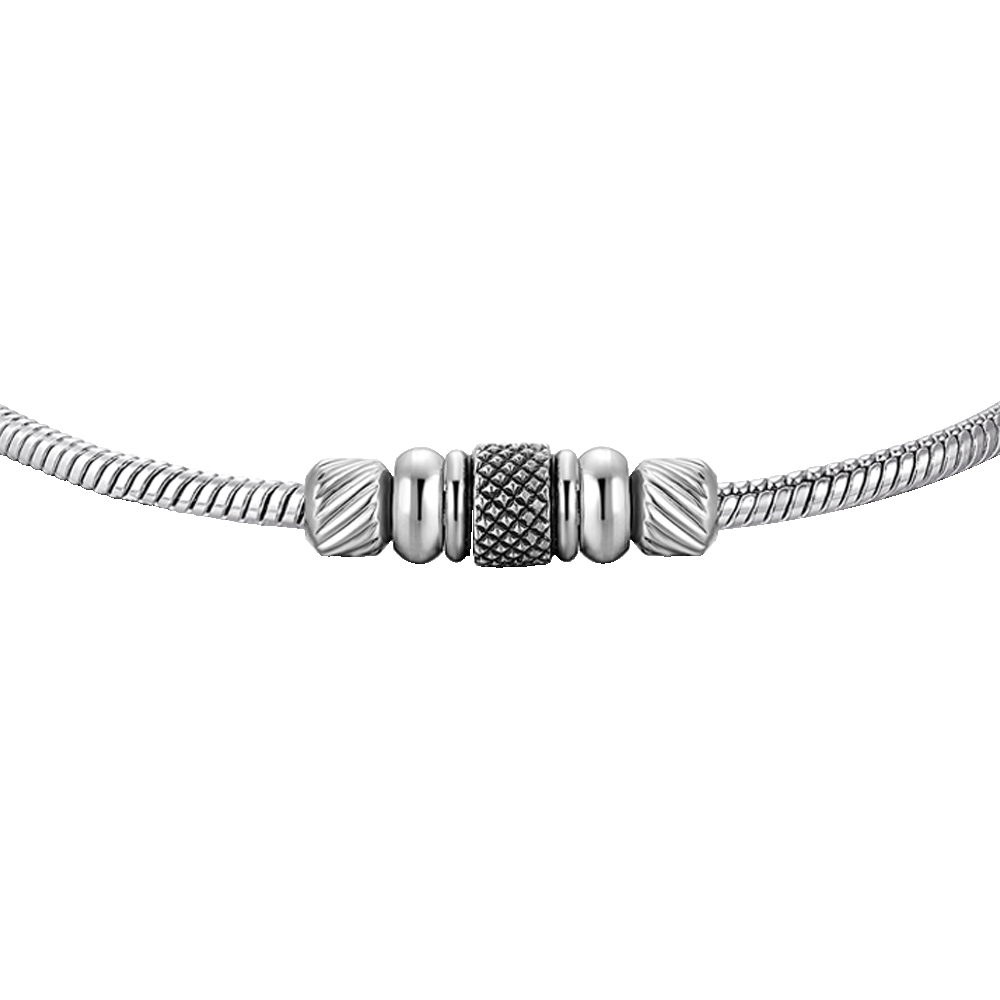 BRACCIALE UOMO IN ACCIAIO CON ELEMENTO CON SMALTO NERO