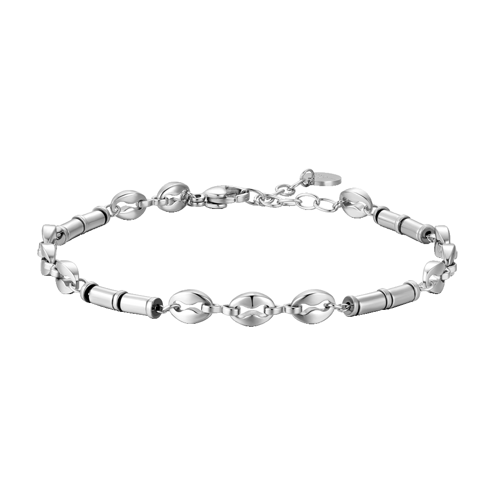 BRACELET ACIER POUR HOMME AVEC HÉMATITE ARGENTÉE