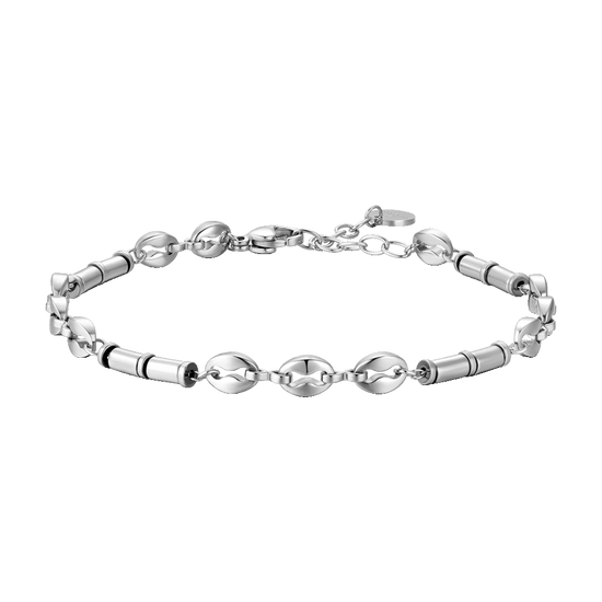 BRACELET ACIER POUR HOMME AVEC HÉMATITE ARGENTÉE