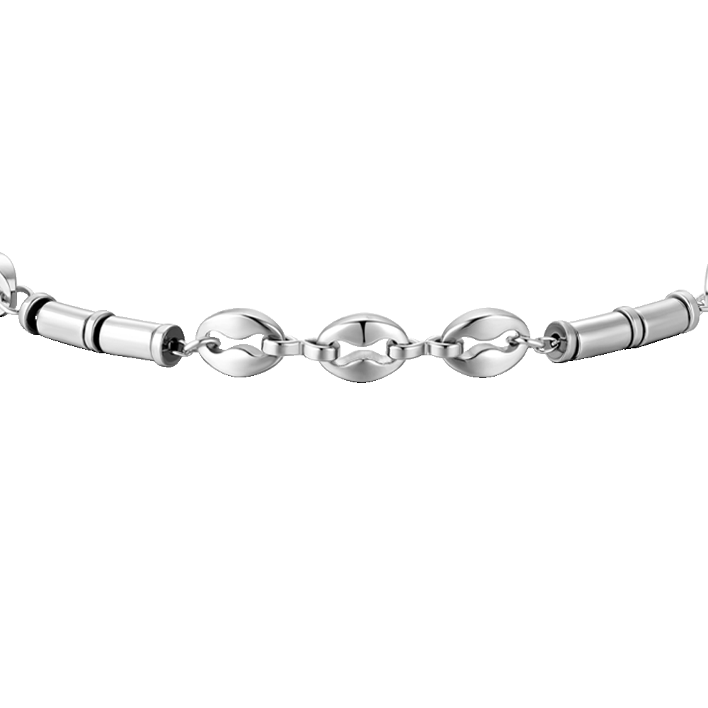 BRACELET ACIER POUR HOMME AVEC HÉMATITE ARGENTÉE