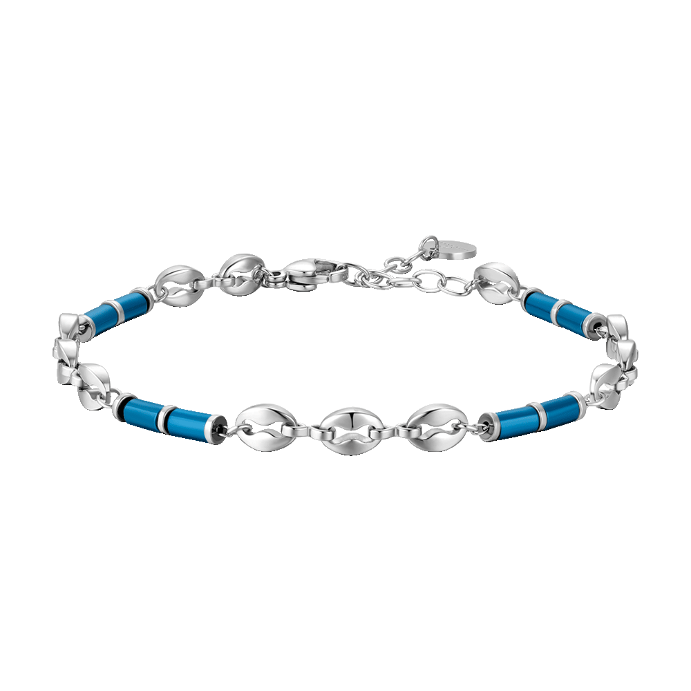 BRACELET HOMME EN ACIER AVEC HÉMATITE BLEUE