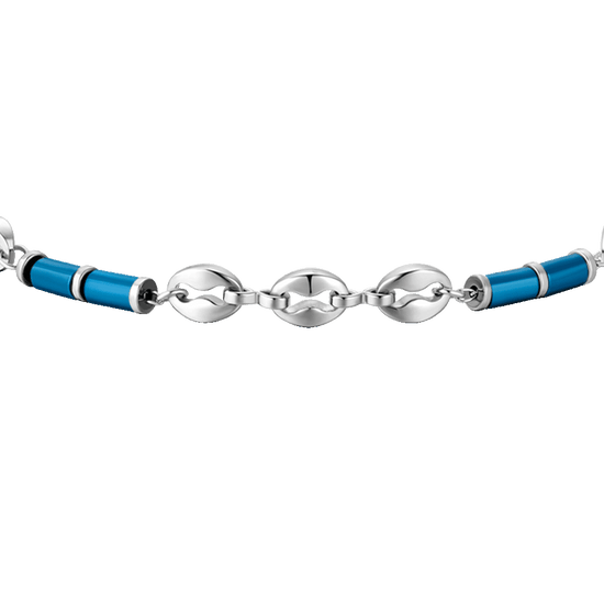 BRACELET HOMME EN ACIER AVEC HÉMATITE BLEUE