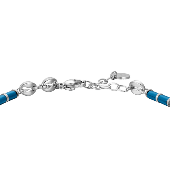 BRACELET HOMME EN ACIER AVEC HÉMATITE BLEUE