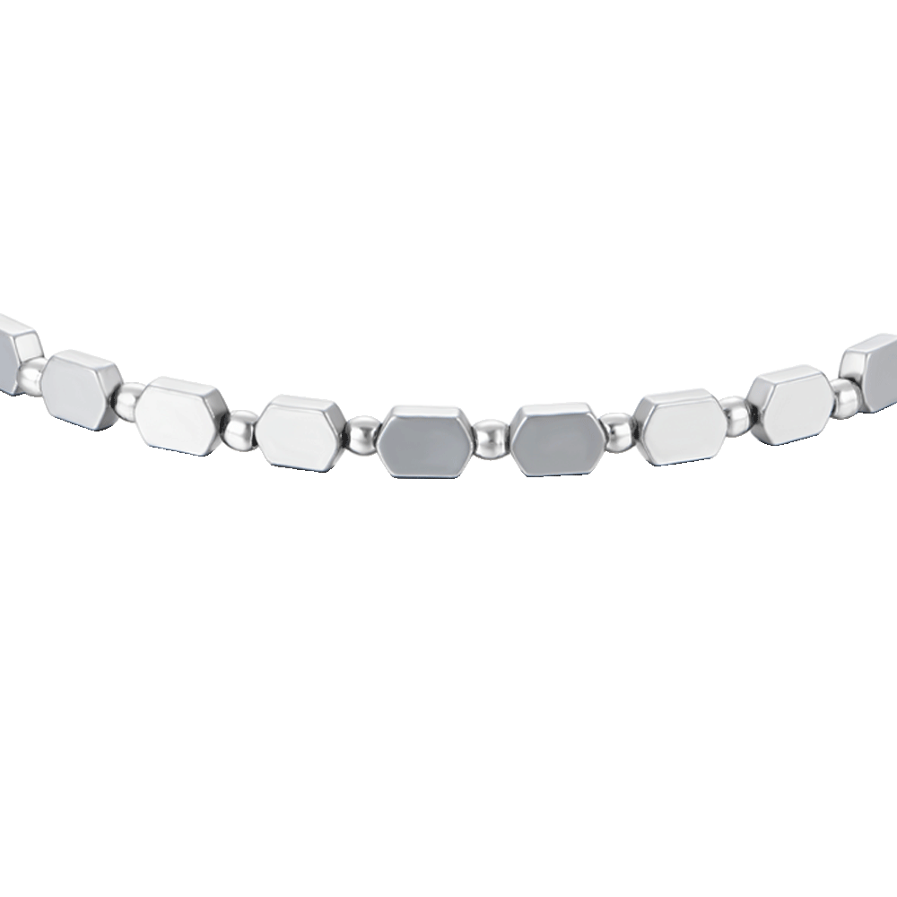 BRACELET ACIER POUR HOMME AVEC HÉMATITE ARGENTÉE