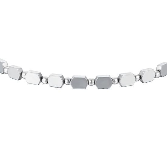 BRACELET ACIER POUR HOMME AVEC HÉMATITE ARGENTÉE