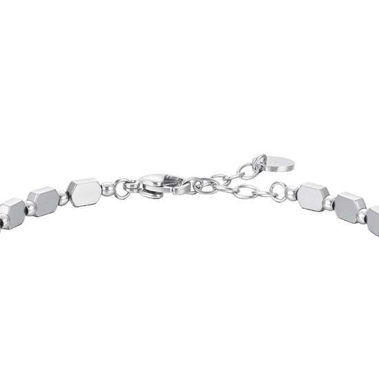 BRACELET ACIER POUR HOMME AVEC HÉMATITE ARGENTÉE