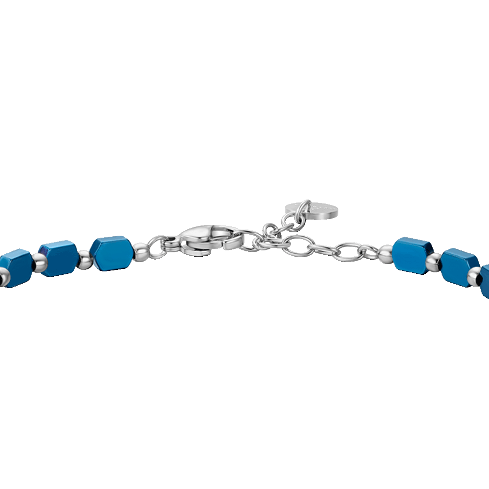 BRACELET HOMME EN ACIER AVEC HÉMATITE BLEUE