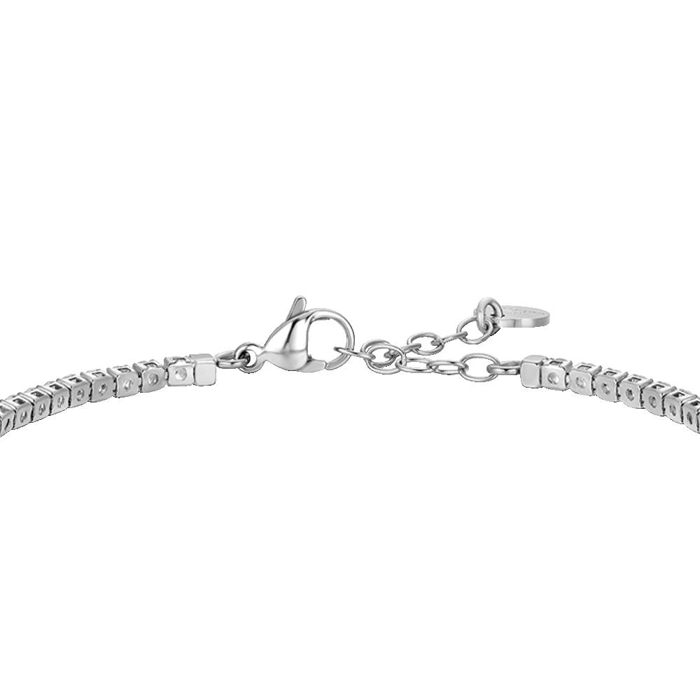 BRACCIALE TENNIS UOMO IN ACCIAIO CON CERAMICA NERA E ZIRCONI BIANCHI