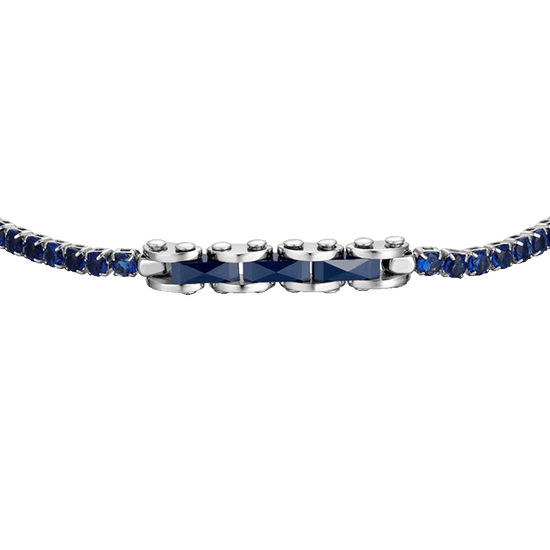 BRACCIALE TENNIS UOMO IN ACCIAIO CON CERAMICA BLU E ZIRCONI BLU