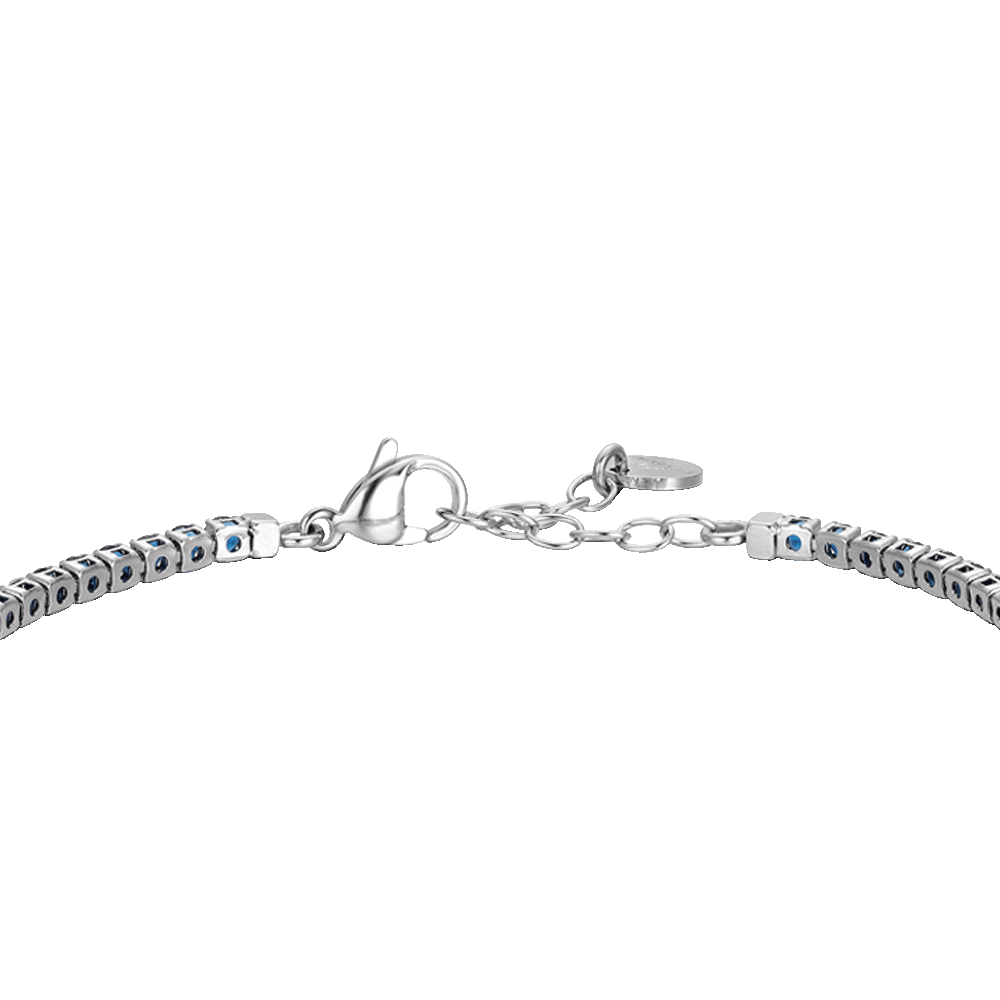 BRACCIALE TENNIS UOMO IN ACCIAIO CON CERAMICA BLU E ZIRCONI BLU