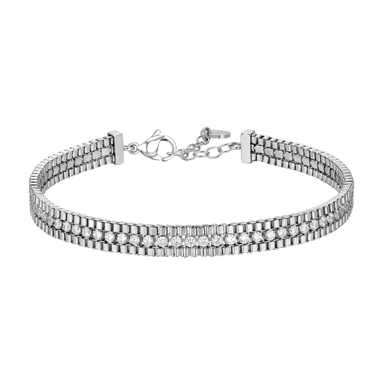 BRACCIALE UOMO IN ACCIAIO E ZIRCONI BIANCHI