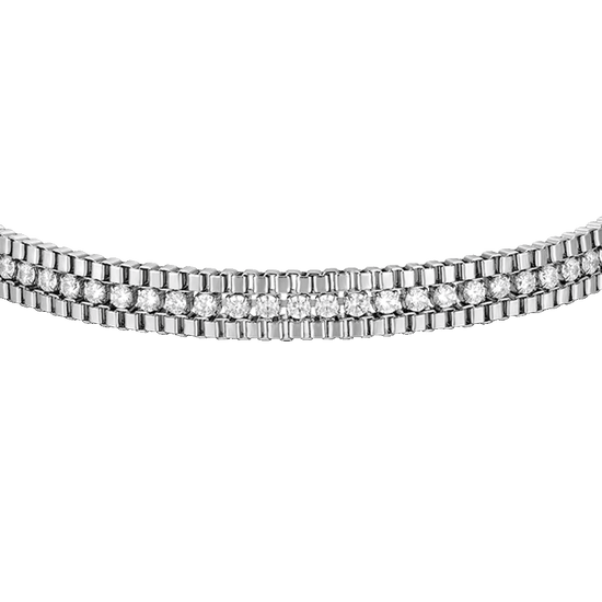 BRACCIALE UOMO IN ACCIAIO E ZIRCONI BIANCHI