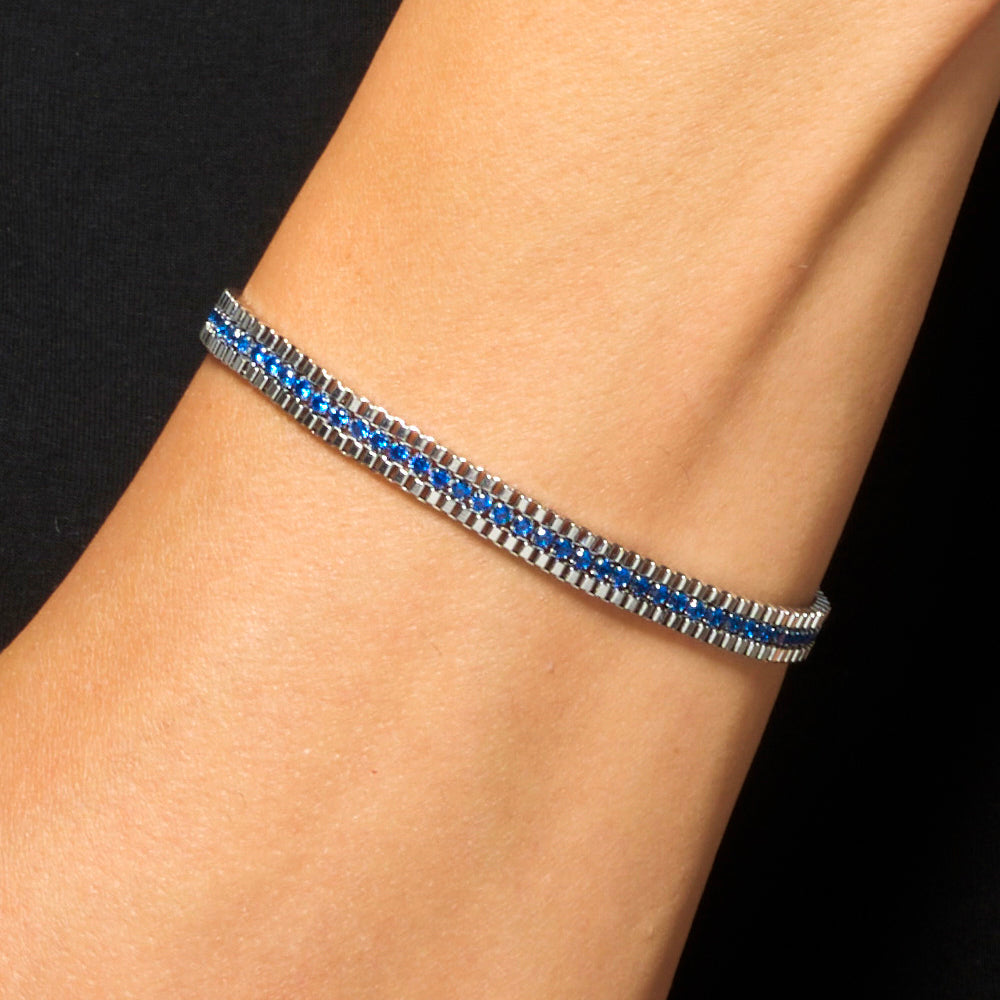 BRACCIALE UOMO IN ACCIAIO E ZIRCONI BLU