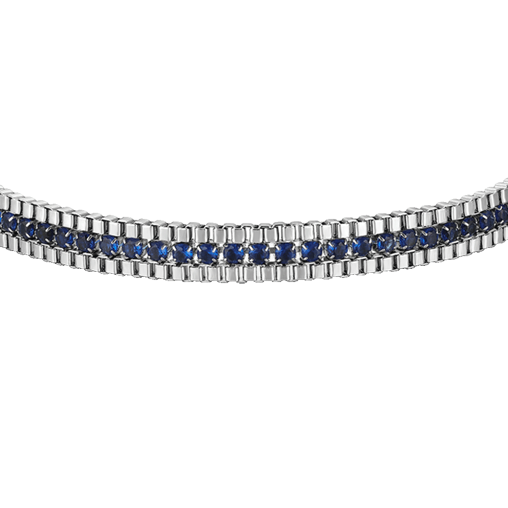 BRACCIALE UOMO IN ACCIAIO E ZIRCONI BLU