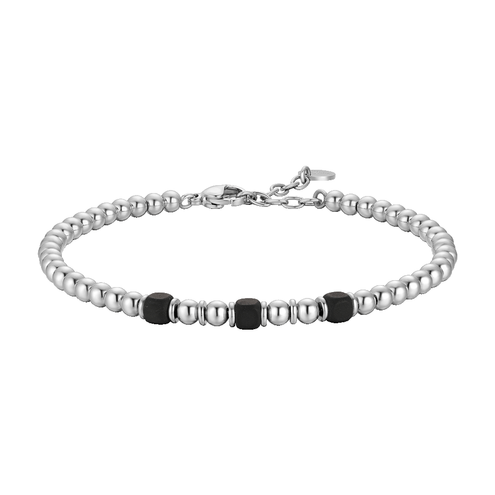 BRACCIALE UOMO IN ACCIAIO CON ELEMENTI IN EMATITE NERA