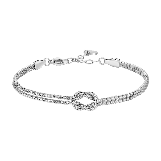 BRACCIALE UOMO IN ACCIAIO CON NODO E ZIRCONI BIANCHI