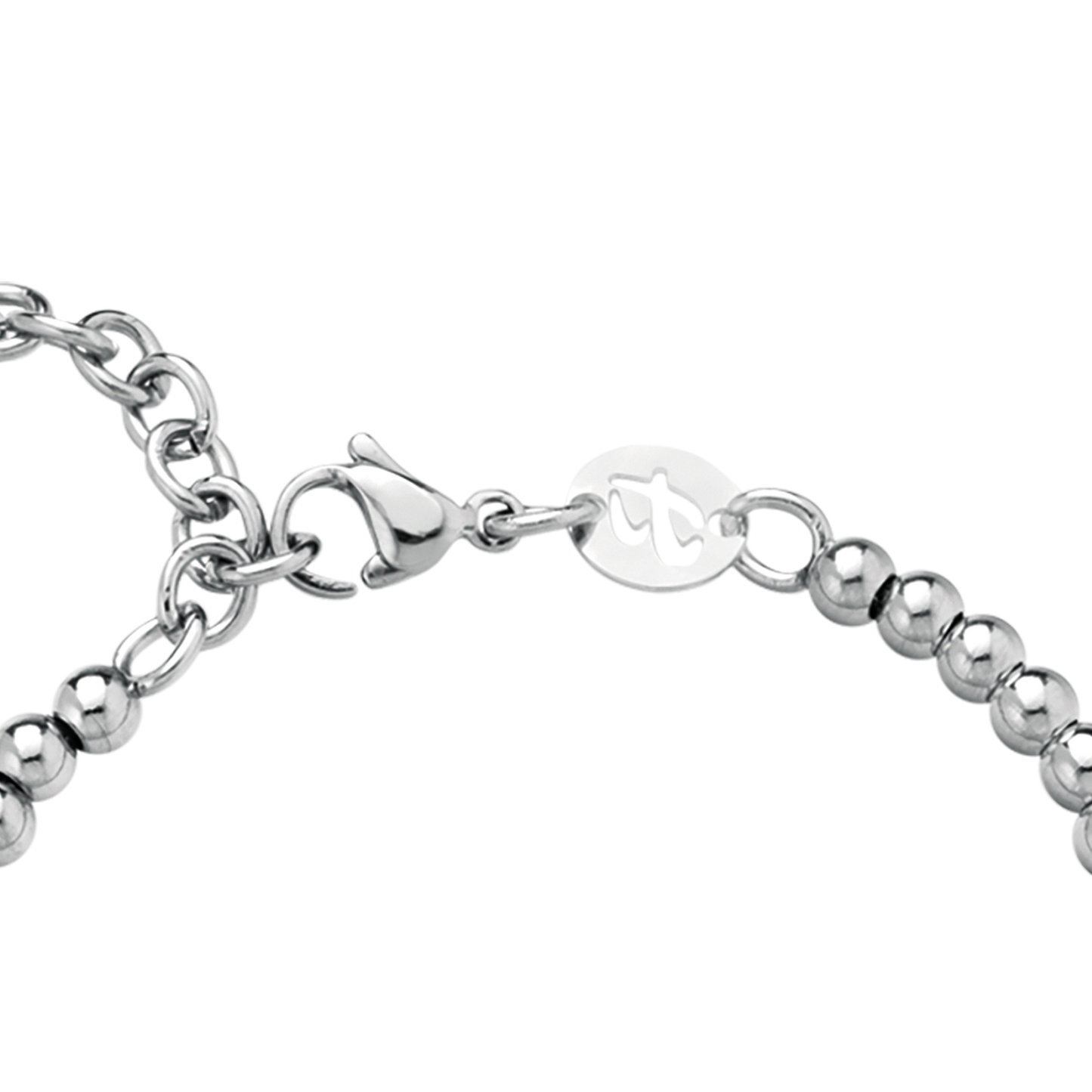 BRACCIALE DONNA IN ACCIAIO PALLINATO CON LETTERA B