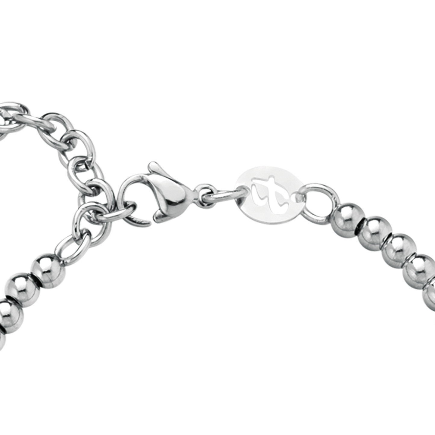 BRACCIALE DONNA IN ACCIAIO PALLINATO CON LETTERA I