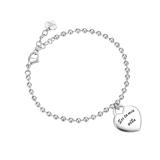 BRACELET ACIER AVEC PENDANT EN MÉTAL "TU ES MA VIE" Luca Barra