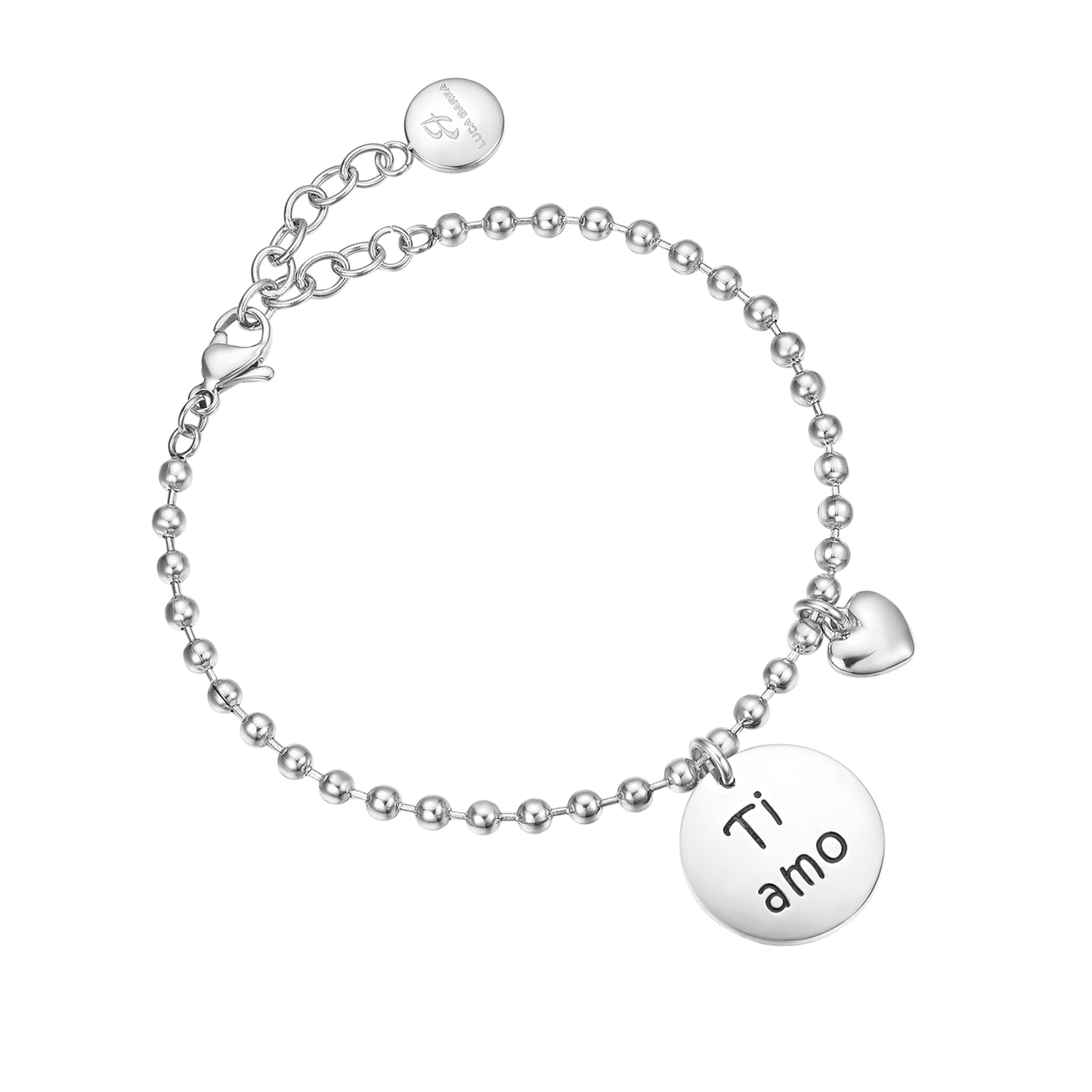 BRACCIALE IN ACCIAIO CON CIONDOLO IN METALLO TI AMO