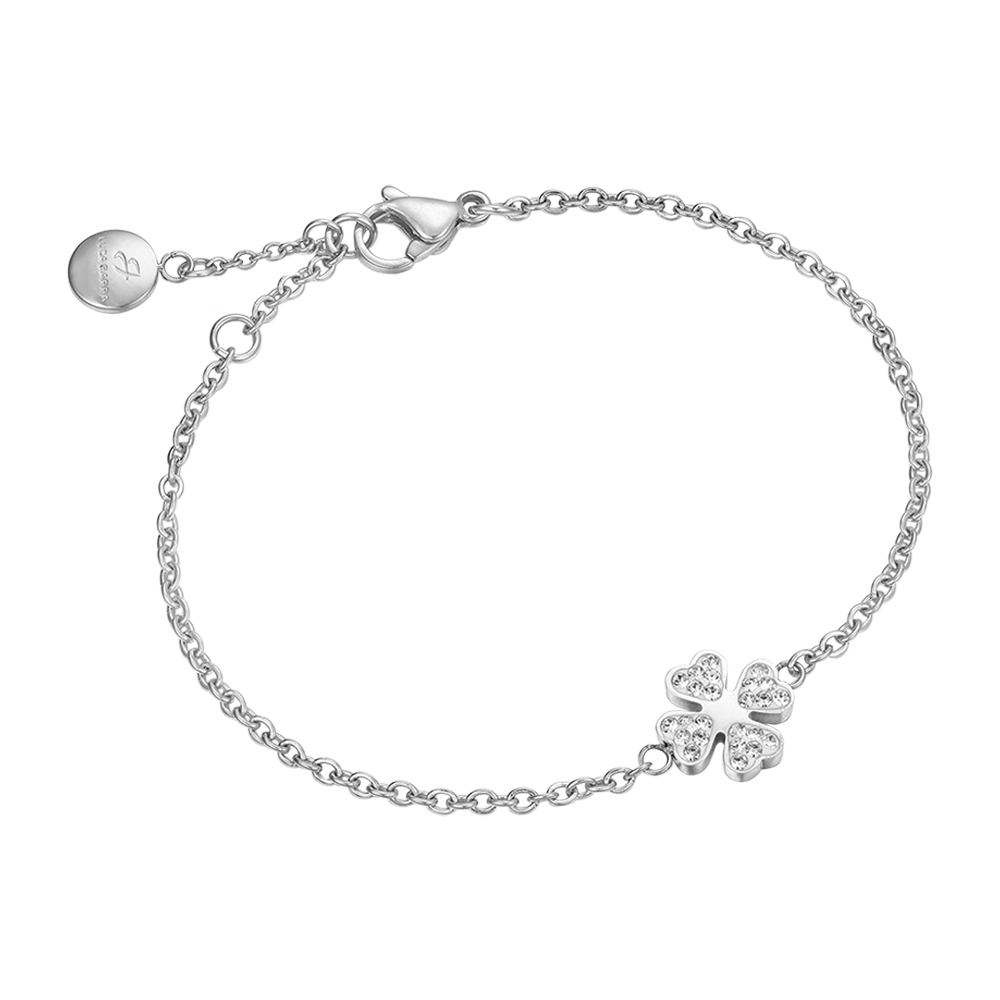 BRACELET POUR FEMME EN ACIER AVEC QUADRIFOGLIO ET CRISTAUX Luca Barra